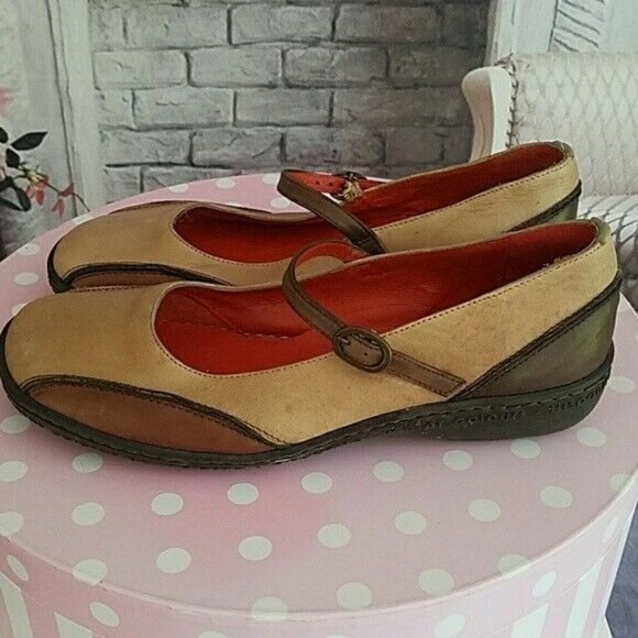 HISPANITAS Brown Tan Leather Mary Jane Comfort Shoes Size 38 / 7.5 Made in Spain - Picture 5 of 9